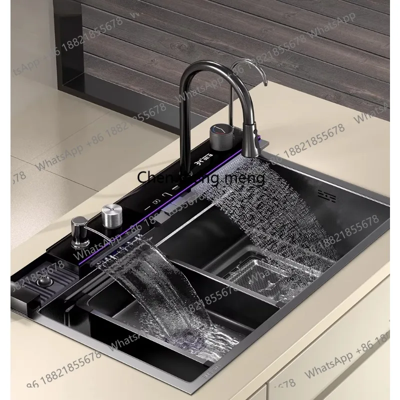 Sink 304 Whale 5.0MM Thickened Stainless Steel Slag Collection Large Single Trough Household Dish Pool Kitchen Piano Keys