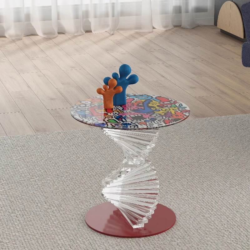 

Italian minimalist sofa side few living room stainless steel light luxury high-end metal rotating small side few art