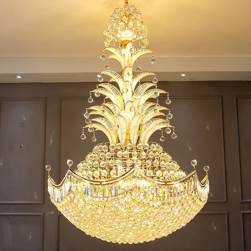 Big Luxurious K9 Crystal Chandeliers Lights Fixture LED Lamp American Modern Chandelier Hotel Hall Home LOFT Indoor Lighting