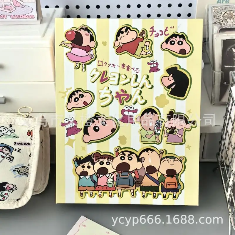 New Kawaii Cute Crayon Shin-Chan Card Book Hard Shell Four Palace Grid Card Book Loose Leaf Storage Cartoon Gift For Girls