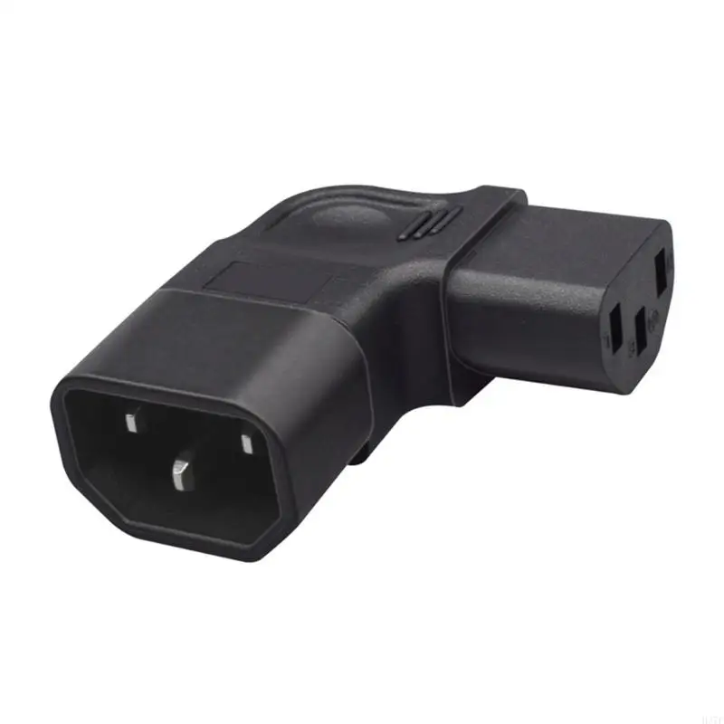 H37F IEC320 C14 to C13 Power Conversion Plug, L-Shaped Plum Blossom Shape Male to C13 Female Left Bending Adapter