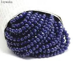 Isywaka Solid Ink Blue Color 4*6mm 50pcs Rondelle Austria faceted Crystal Glass Beads Loose Spacer Round Beads Jewelry Making