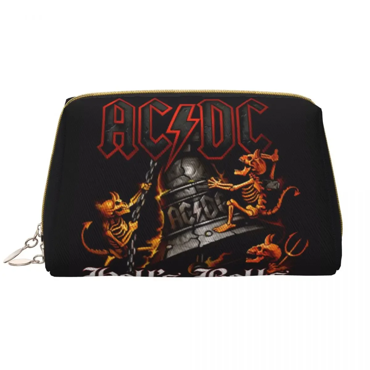 Custom AC DC Rock And Roll Travel Cosmetic Bag Women Australian Band Makeup Toiletry Organizer Ladies Beauty Storage Dopp Kit