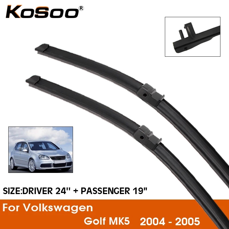 

Car Wiper Blade For Volkswagen Golf MK5 2004-2005 Windshield Rubber Silicon Refill Front Window Wiper 24"+19" LHDRHD Accessorie