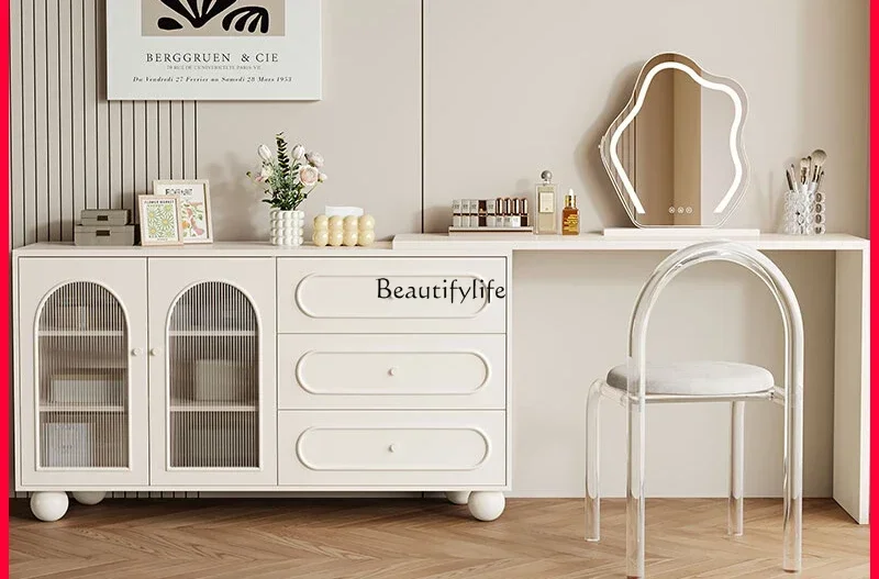 

ls 18 Cream wind chest dresser integrated simple modern solid wood bedside dressing table