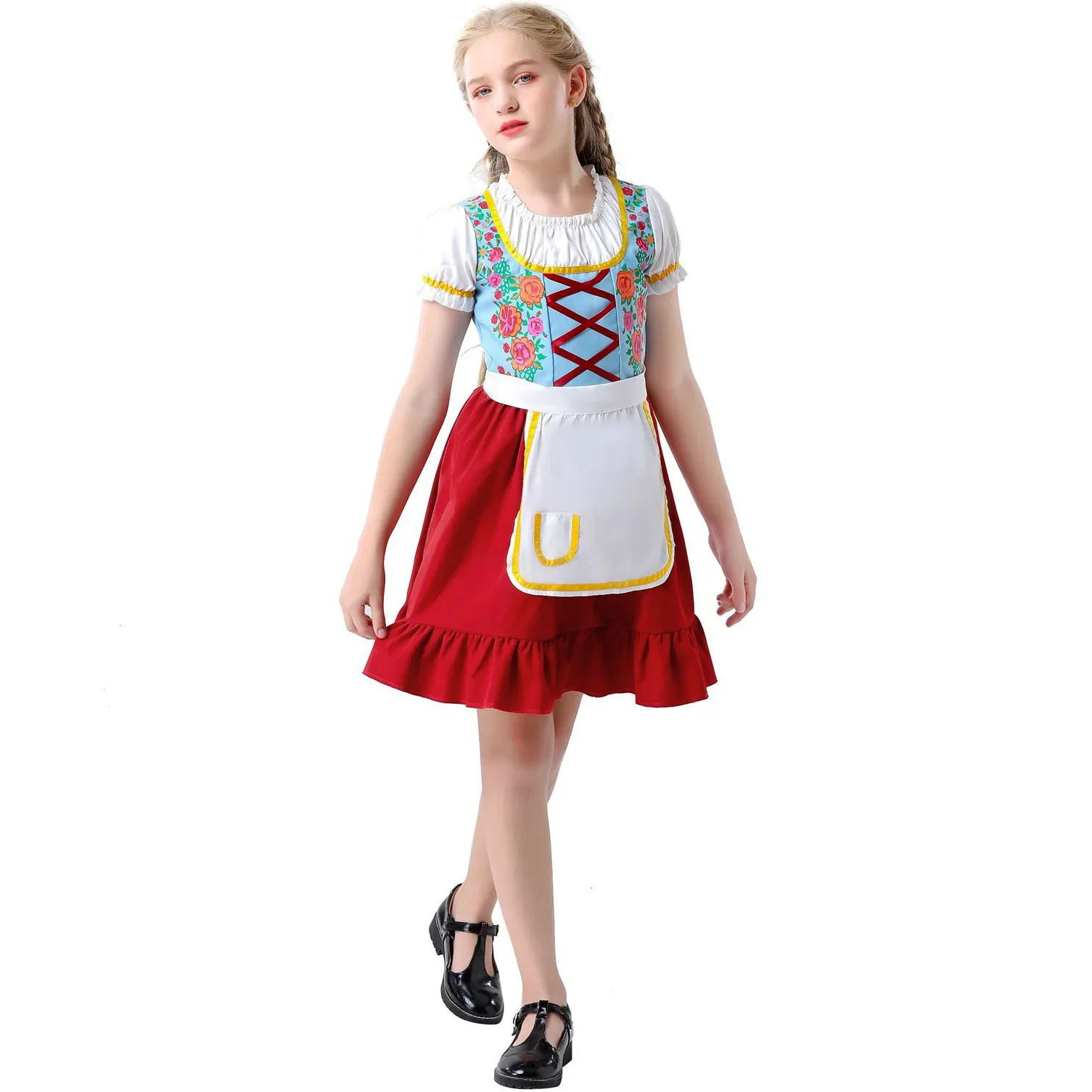 Traditionelles bayerisches Oktoberfest-Kostüm für Erwachsene Frauen, Kinderkleid, Halloween-Party-Cosplay-Kostüm, Bierfest-Outfit für Kinder – Detail 9
