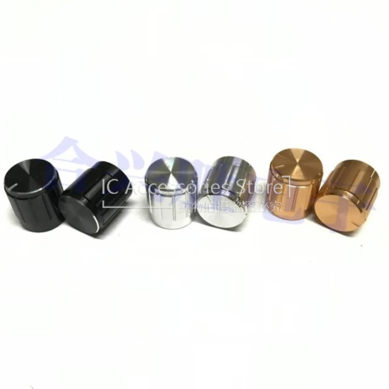 5PCS 15*16MM Aluminum Alloy Knob Black Silver Gold D Axis Flower Shaft Amplifier Potentiometer Knob Cap Non Slip Hole 6MM