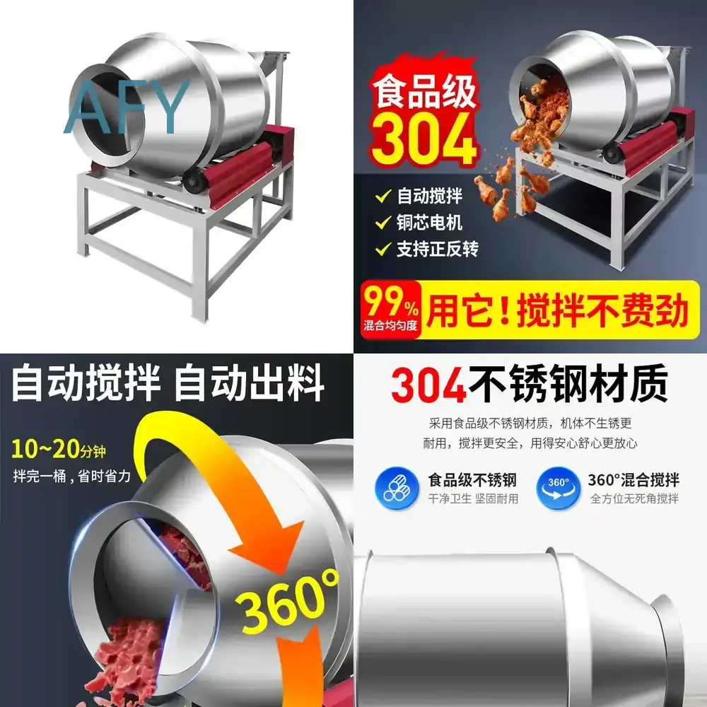 Custom Stainless Steel Roller Mixer for Kimchi Pickles Pickled Meat Feed Powder Food Mixing Machine for Kitchen Home Use
