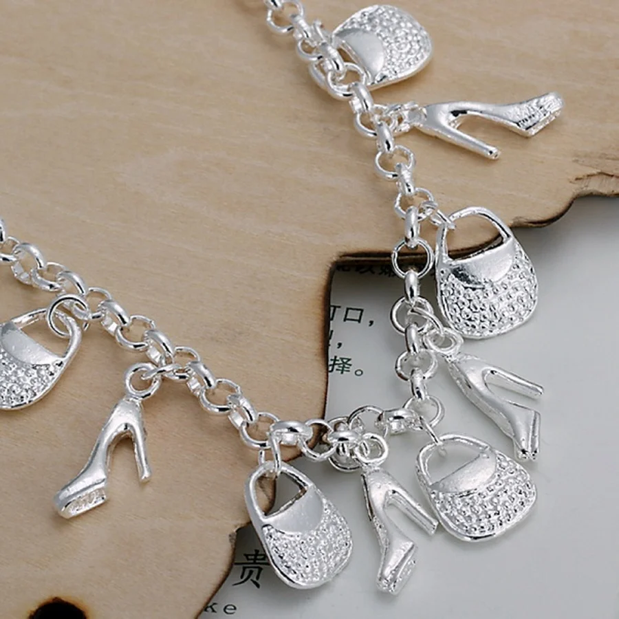 New Fashion Gift For Women Girl Beautiful High Quality Silver Color Jewelry Charm Bracelets Factory Price Free Shipping
