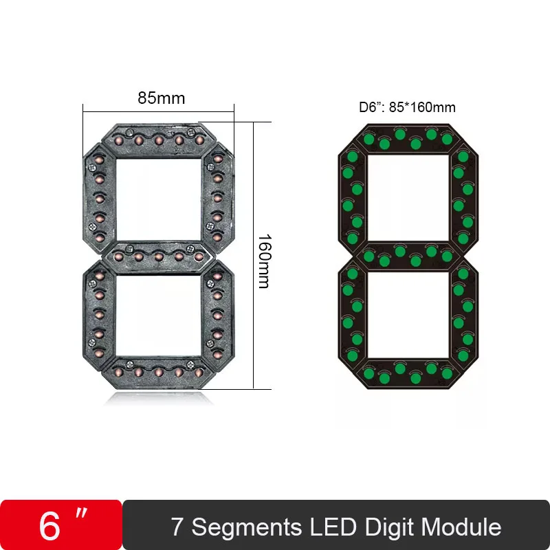 Hot Sale 6 Inch Waterproof Led Digital 7 Segment Module For Price/Time/Temperature/Score Sign