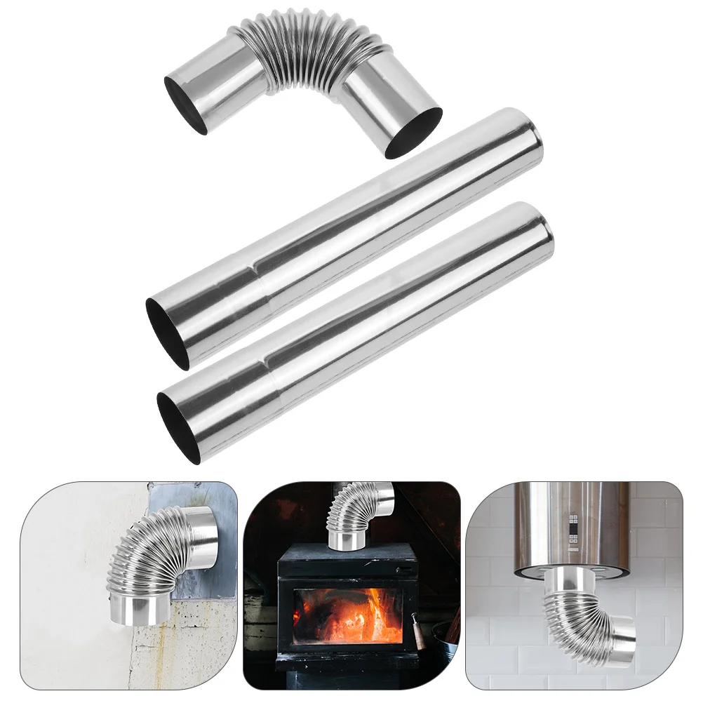 

1 set Stainless Pipe Adapter Elbow for Fireplace Chimney Tube Stove High Elbow Chimney Stove Pipe Temperature Small Tent Heater