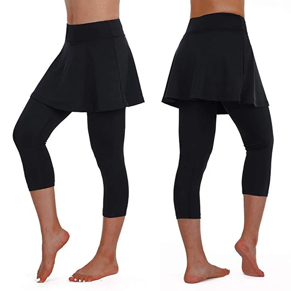 Casual Fitness Culottes Tennis Pants Cropped Yoga Pants Cotton Flare Yoga Pants For Women Yoga Pants Long Length For Women