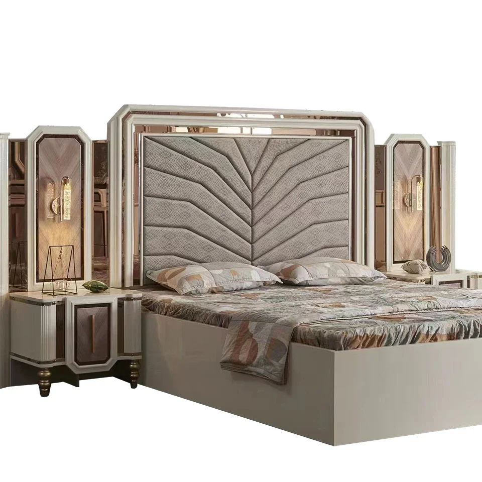 

ML dormitorio king real de lujo, элегантный, de gran tamaño, estilo turco, espejo dorado, muebles de dormitorio luminosos, baratos