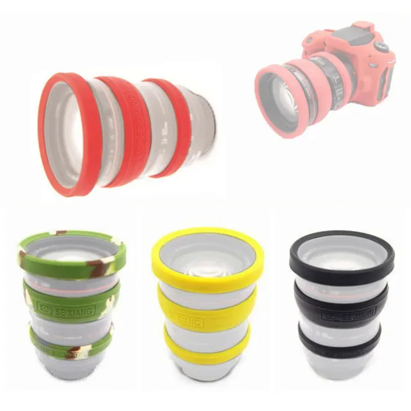 For DSLR Camera 52-77mm caliber Lens Ring 3in1 Silicone Lens Front Ring & Focus Ring & Zoom Ring & Ring Rubber Band Protective c