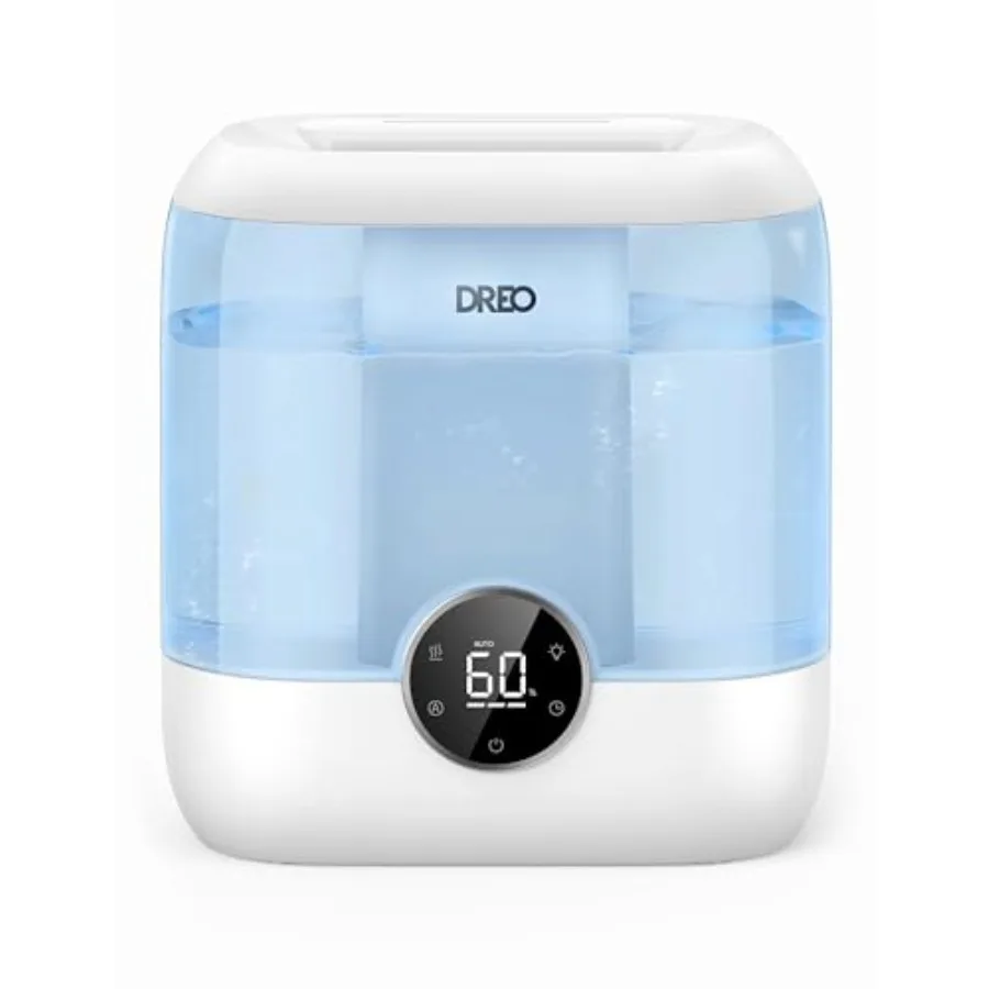 

Bedroom humidifier for large rooms, 6L top-fill cool mist ultrasonic humidifier with 60-hour runtime, quiet operation, blue nig