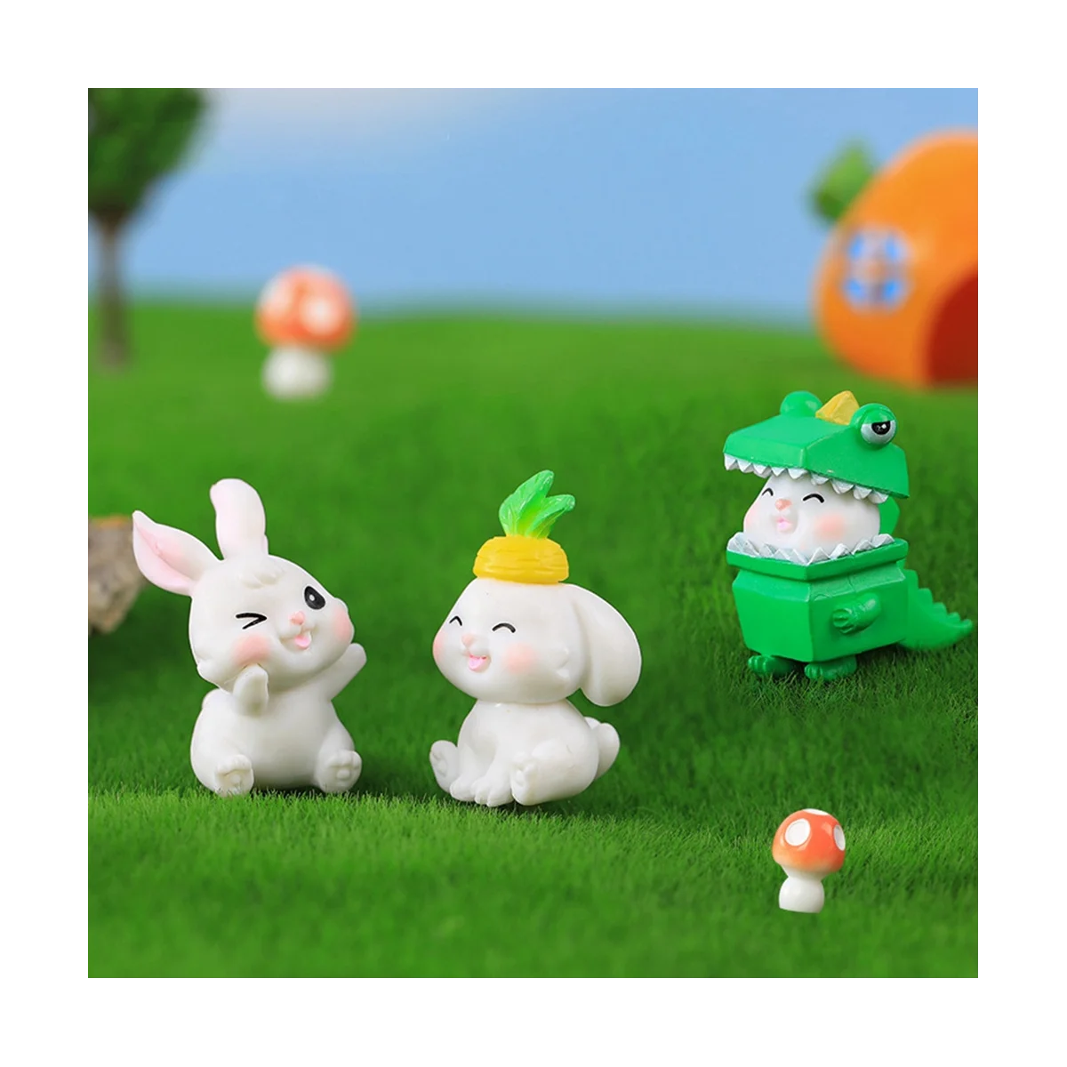 デスク、ミニチュア風景、カワイイアニマルオーナメントのための漫画のウサギの置物