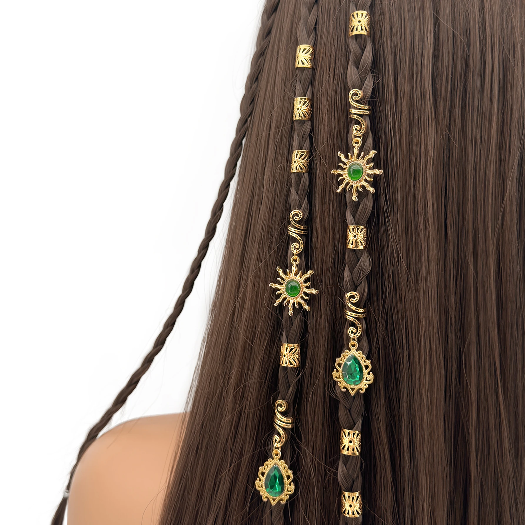 

14pcs Sun Pattern Baroque Bohemian Style Summer Hair Jewelry Dreadlock Braid for women girls Music festival