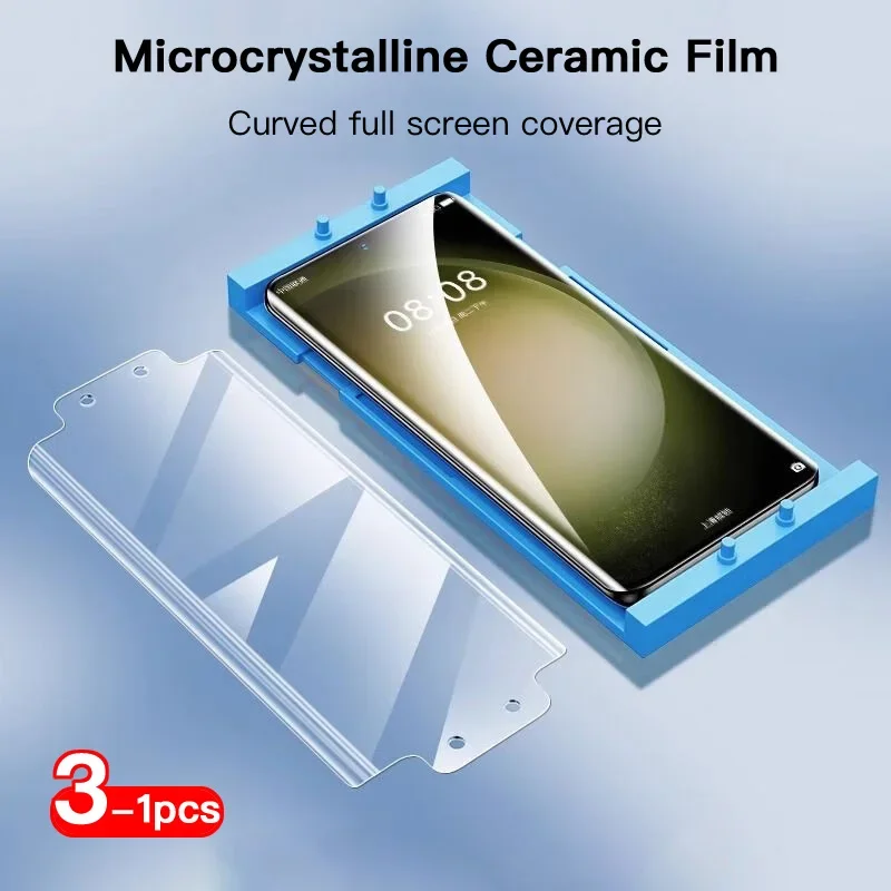 Ceramic Soft Film For Samsung Galaxy S24 S23 S22 S21 S20 Ultra Plus With Tool Full Coverage Screen Protector Not Glass