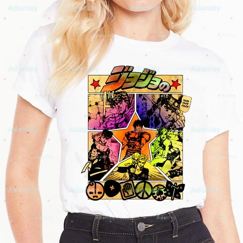 

Футболки с принтом JOJO's Bizarre Adventure Kujo Jotaro, мужские летние футболки JOJO, женские футболки с круглым вырезом, топы в стиле Харадзюку