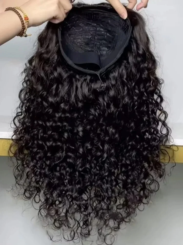 Krullende halve pruik van echt haar, 250 density, halve pruiken met diepe golf, 3-in-1 met trekkoord, Braziliaanse pruik, 40 inch, voor vrouwen - afbeelding 2
