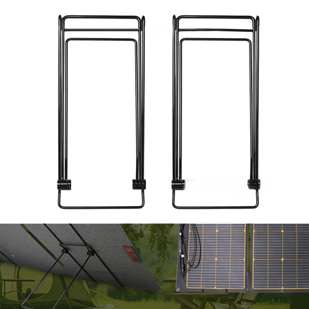 2pcs Solar Panel Fixed Bracket PV Accessories With Mountaineering Buckle Outdoor Portable Foldable Carbon Steel Bracket