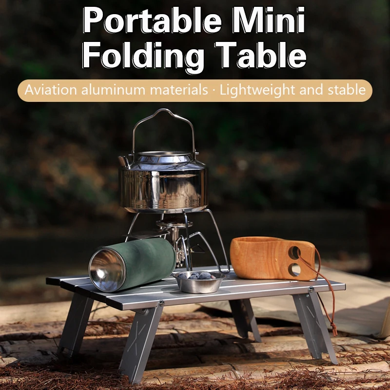 Outdoor Ultra Lightweight Portable Mini Aluminum Alloy Table, Ultra Small Folding Leisure Table, Tent Camping Table, Tea Table