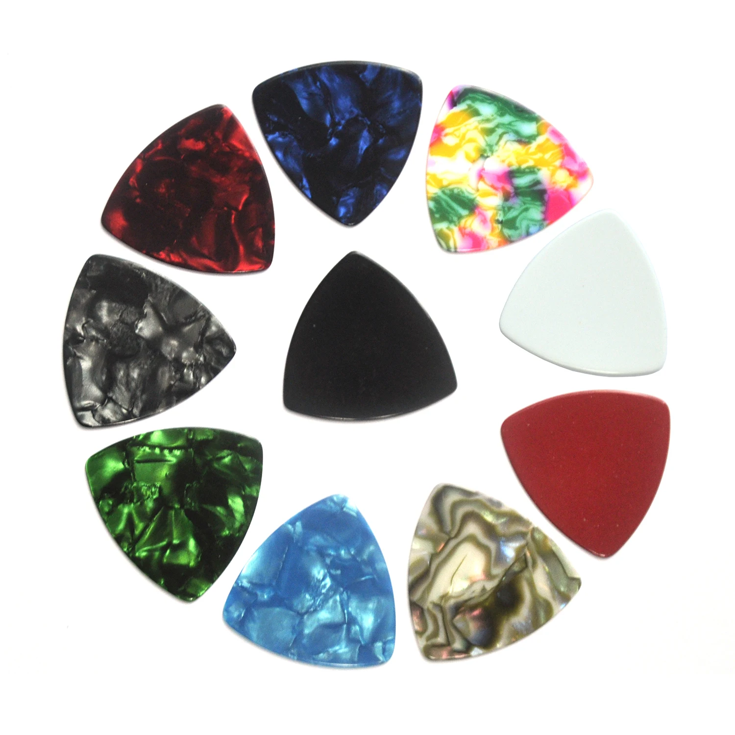 Lot of 100pcs Gauge 0.71mm Celluloid 346 Shape Rounded Triangle Guitar Picks Plectrums Assorted Colors
