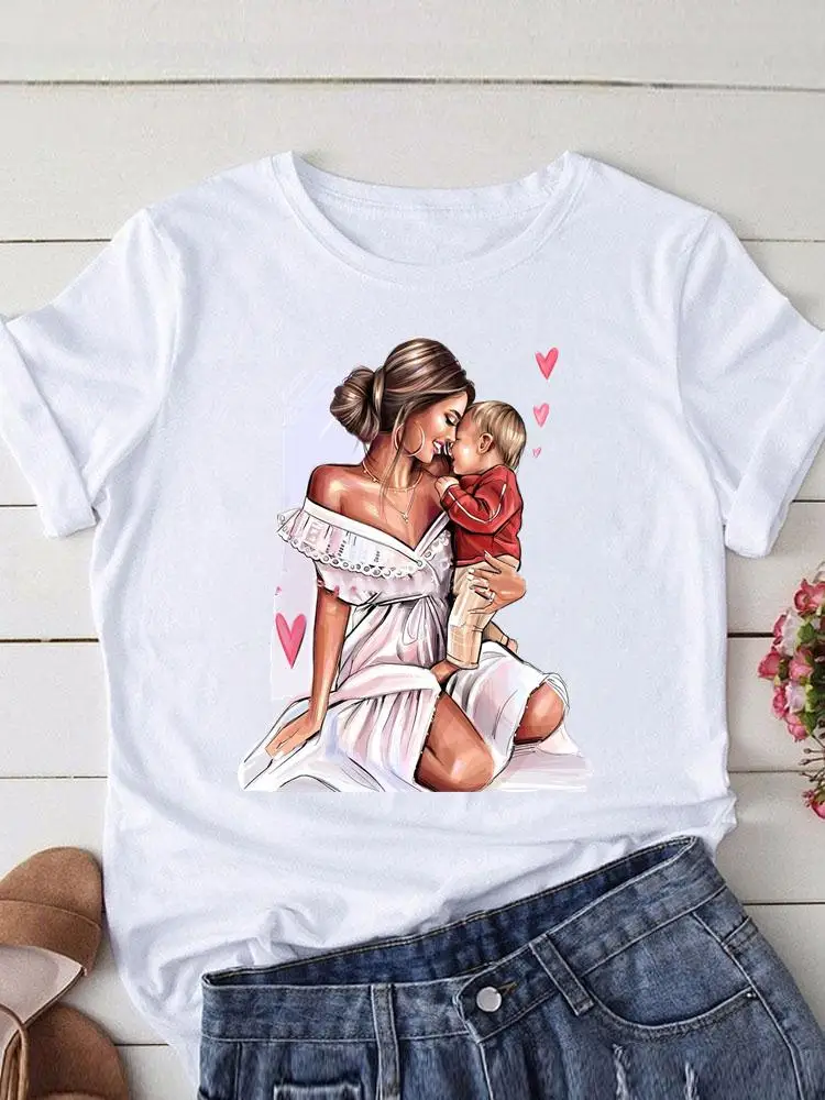 Acquerello mamma mamma tendenza manica corta donna stampa estate grafica T Shirt abbigliamento Casual abiti di moda Tee T-shirt Top femminile