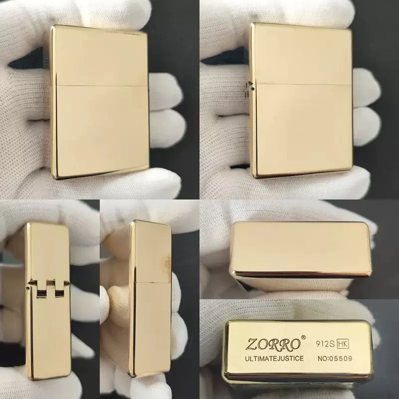 ZORRO Retro High End Heavy Armor Brass Titanium Windproof Fuel Oil Lighter 3/5 Hinge Metal Lighters Lighters Smoking Accessories