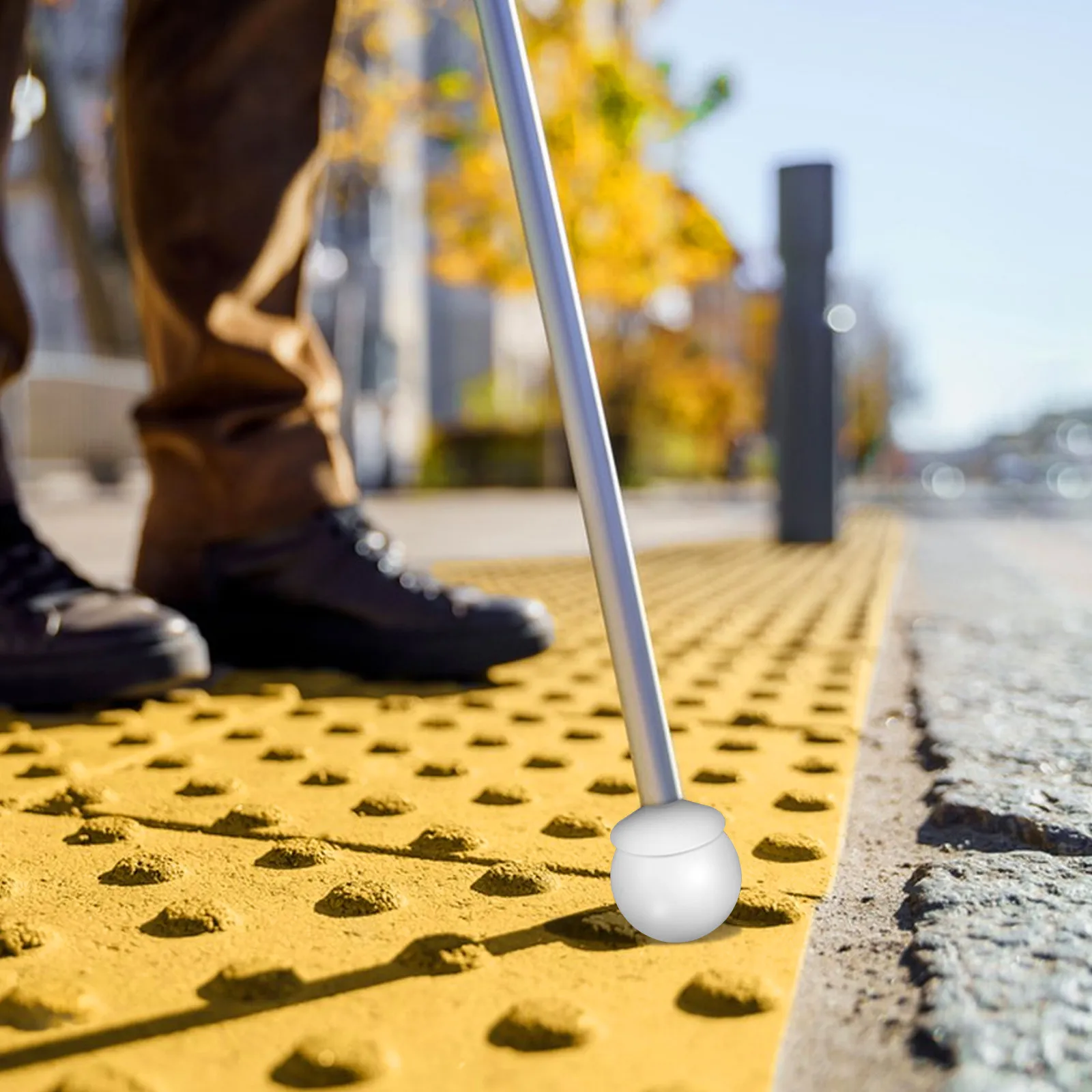

White Hook Type Rolling Blind Cane Tip Walking Stick Protection Cane Accessories Stability Assistive Rolling Walking Stick Hook