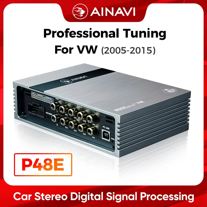 Ainavi P48E Car DSP For VW Skoda SEAT Digital Signal Processor Car Amplifier 31-Band Equalizer 8-Channel Output 4-Channel Input