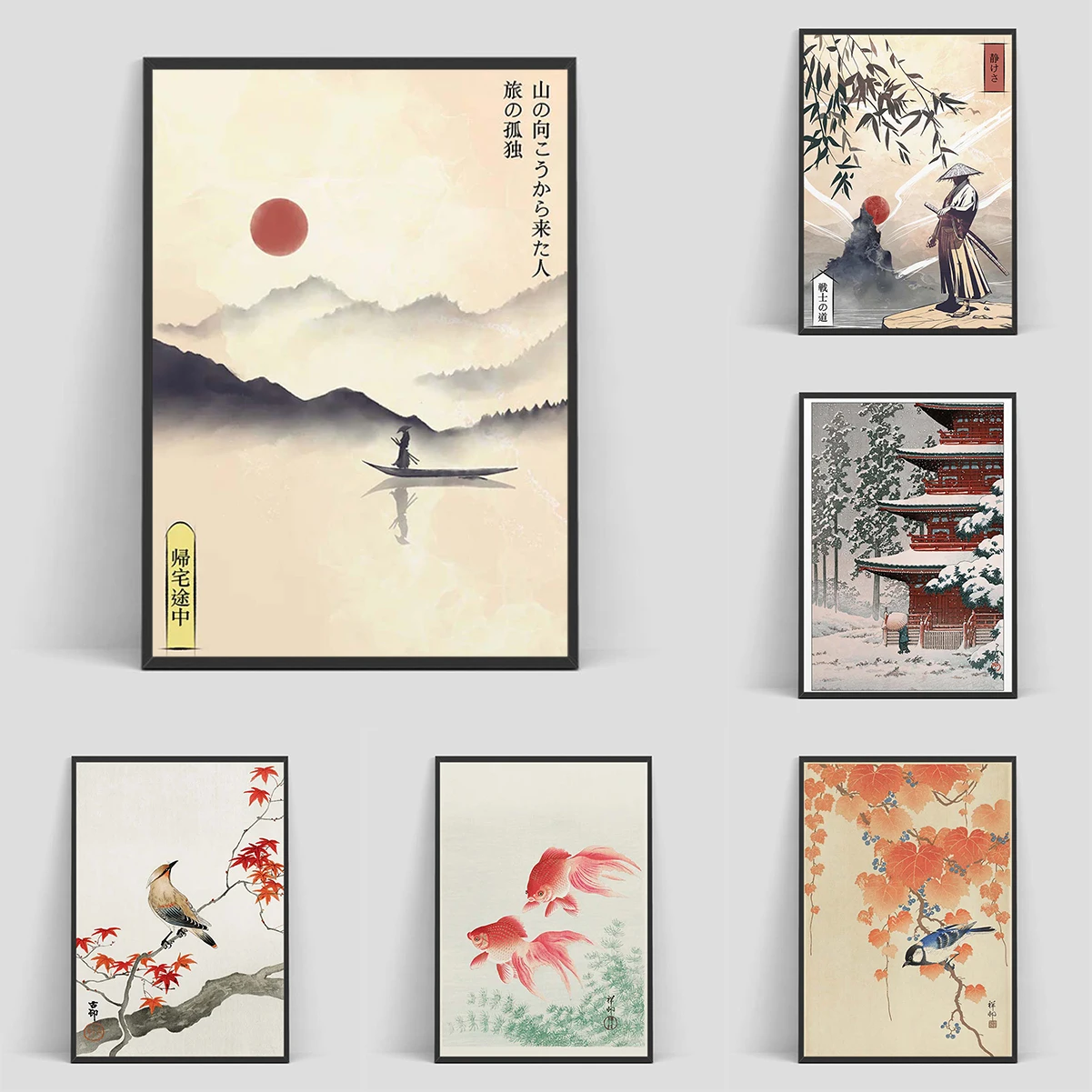 

Japan Takahashi Yuming Yamanaka Lake Mount Canvas Print Cherry Blossoms Wall Art Poster for Modern Living Rooms Home Decor