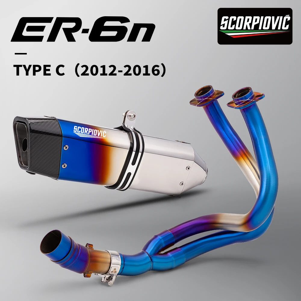 

Motorcycle Exhaust Full System For ER6N ER6F Z650 Versys 650 Motorcross Front Mid Pipe Motorbike Slip on 2012-2019 Tube