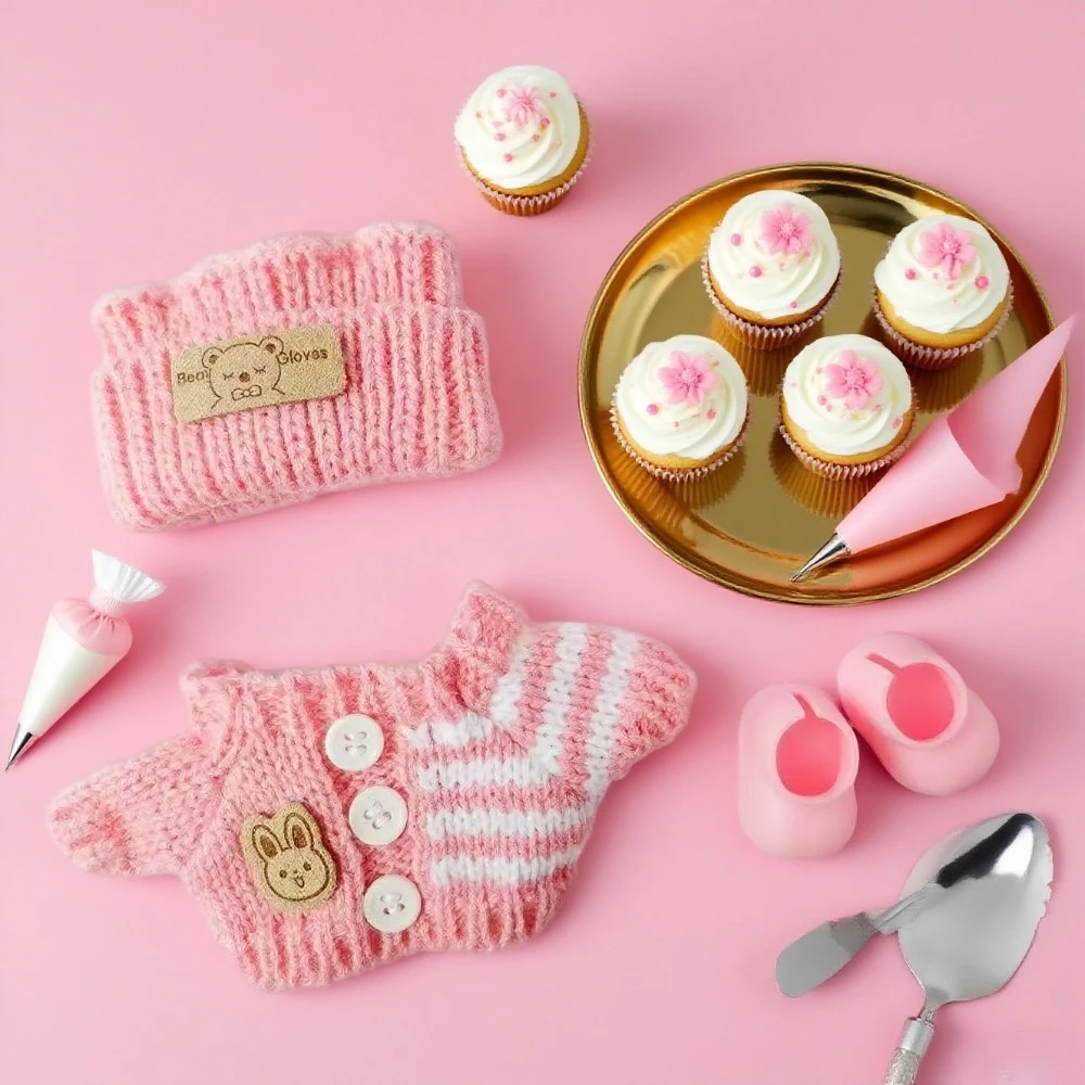 

For 15-17cm Labubu Doll Accessories Outfit Clothes Bear Label Hat Love Sweater Set Cute Decoration Little Clothes Toy Collectors