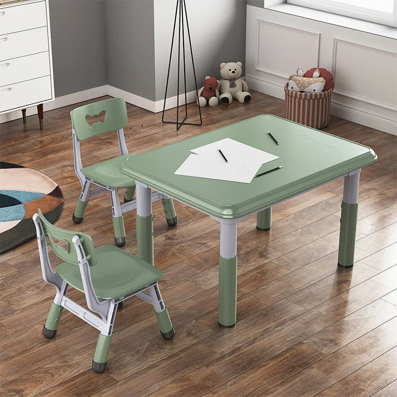 Multi-function Kids Study Table And Chairs Home Plastic Stool Kindergarten Game Table Drawing Table Can Be Raised And Down