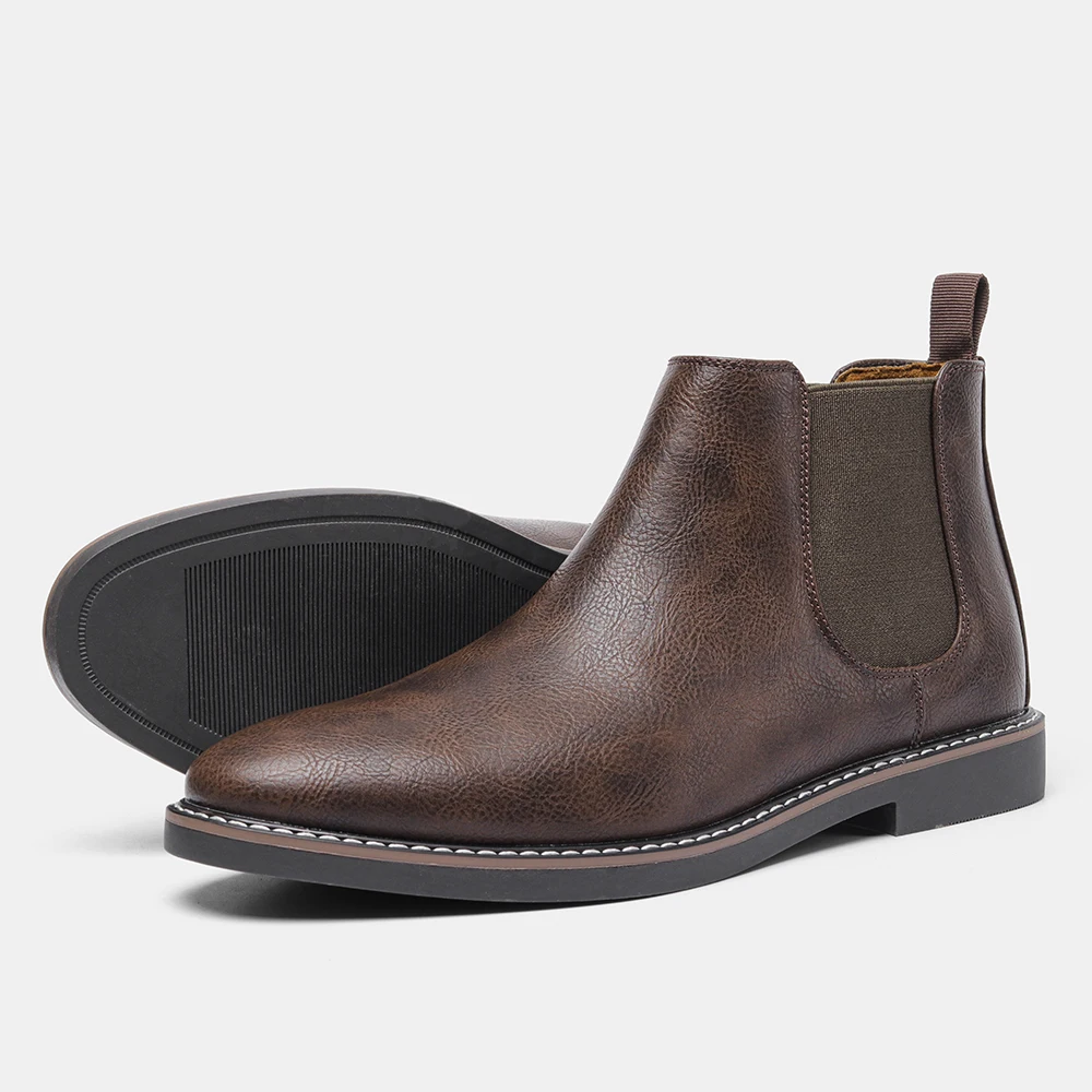 Chelsea-Stiefel für Herren mit Gummisohle, Herrenstiefel, Büro-Stiefel für Herren, Polyesterfutter, elastische Seitenklappen, zum Reinschlüpfen. – Detail 8
