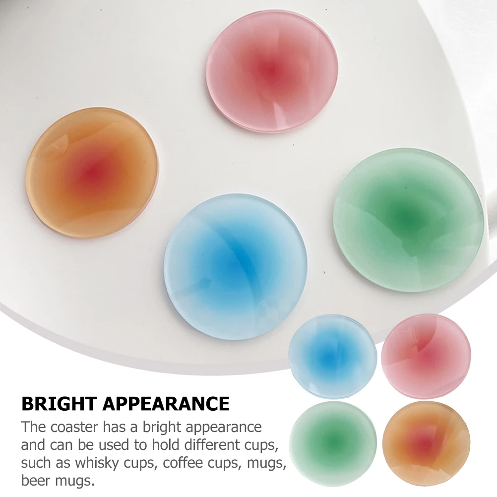 

4Pcs Colorful Gradient Round Coasters Heat Resistant Cup Pads Coaster Set for Coffee Mugs Bar Kitchen Table Decor