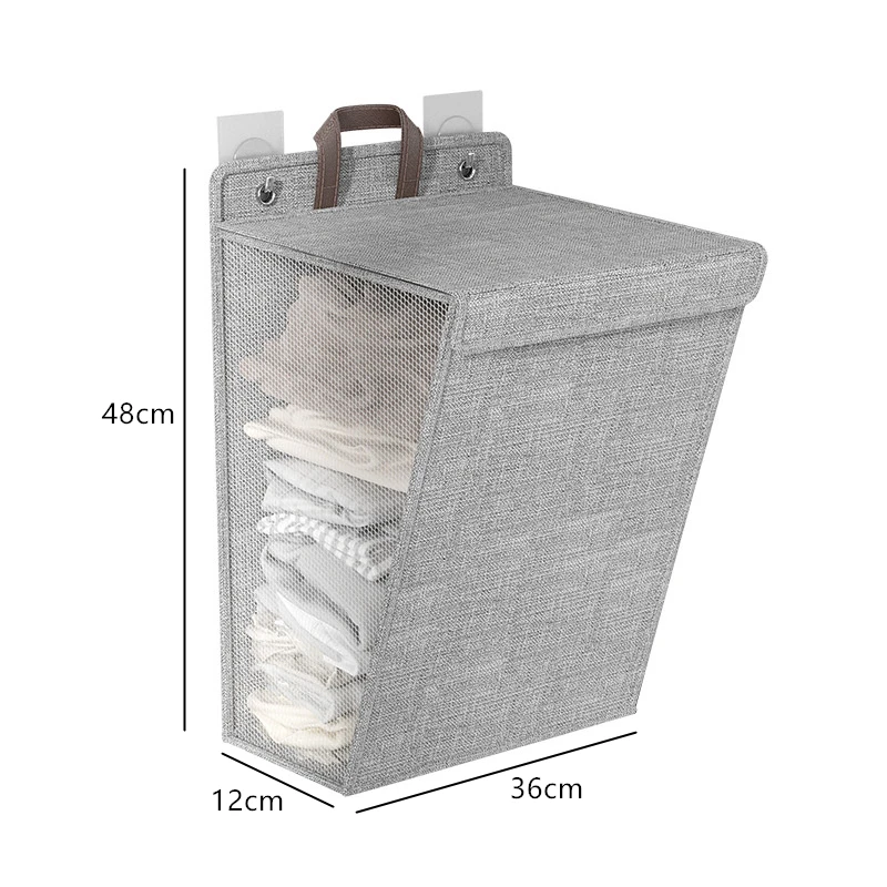 Foldable Linen Dirty Laundry Basket Household Wall-mounted Clothes Storage Bin with Lid Large-capacity Bathroom Storage Box