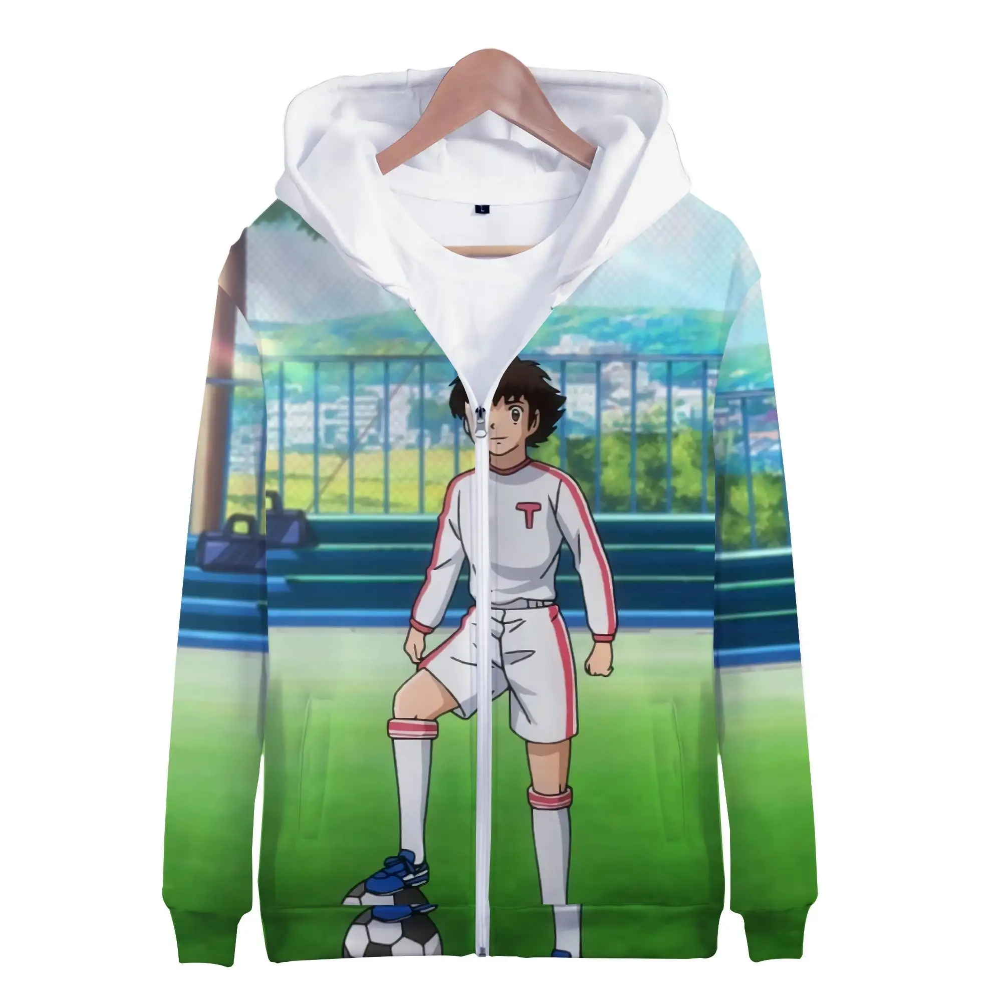 Hoodies Anime Captain Tsubasa 3D Print Zipper Sweatshirts Boys Girls Sweatshirts kids Fashion Long Sleeve Oversized Hoodie Coat