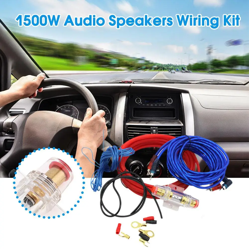 

Audio Speakers Wiring Kit 8 Gauge Car Audio Wire 60 Audio AMP Modification Parts Holder Fuse 1500W Line Car Car M3C9