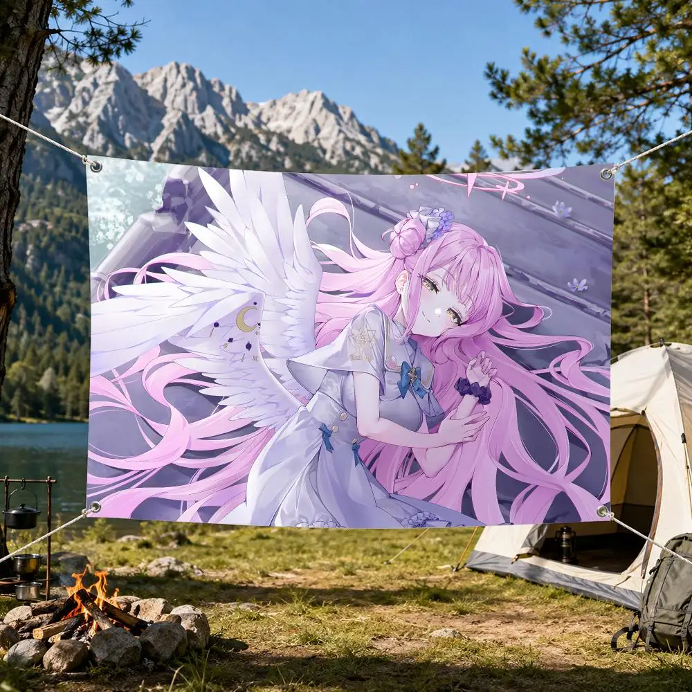 Blue Archive Misono Mika Flags Aesthetic Wall Tapestry Printed Wall Hanging Living Room Party Outdoor Decor