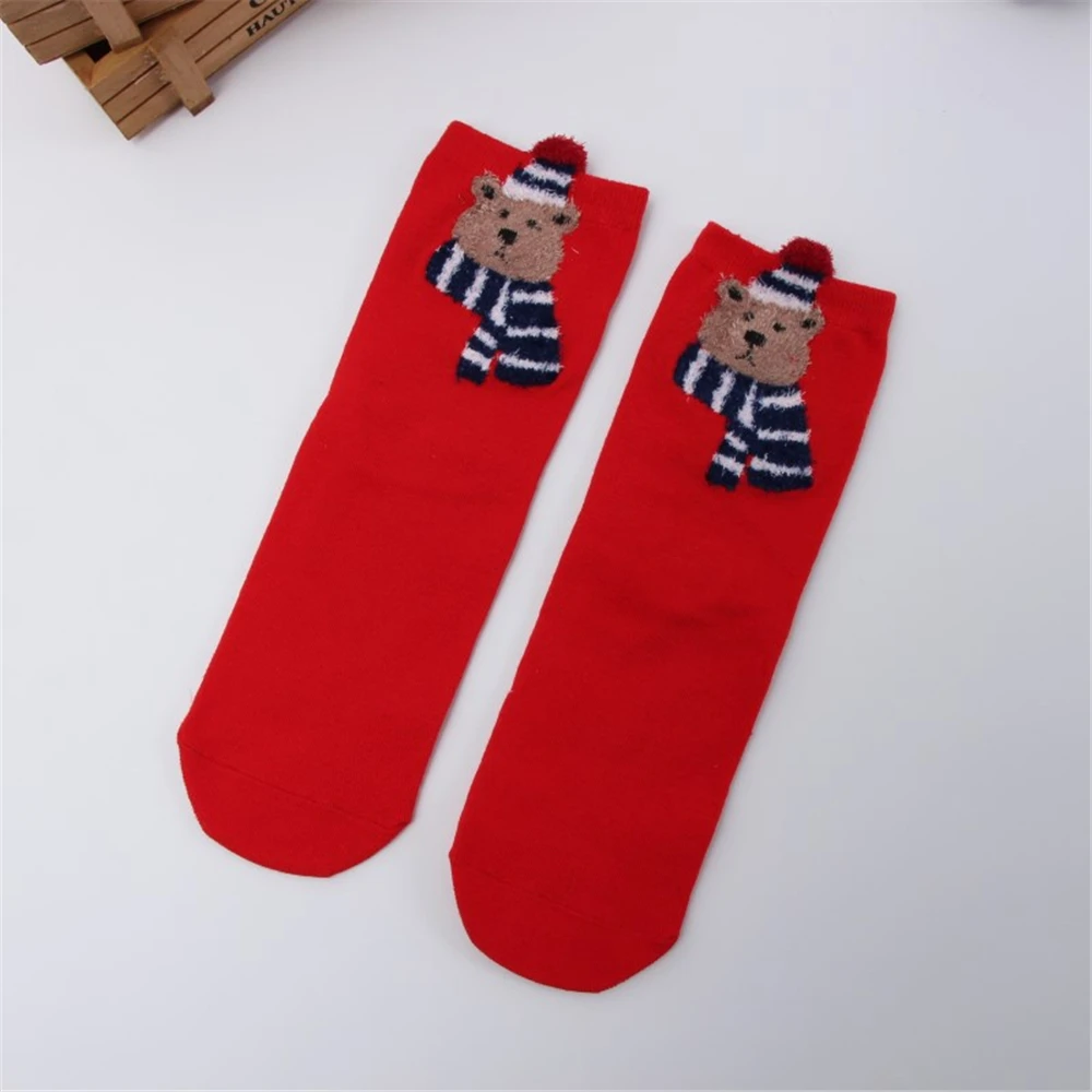 3 Paare/los frauen Casual Winter Weihnachten Socken Deer Fuchs Bär Hund Elch Baumwolle Cartoon Warme Weiche Sokken Weihnachten Geschenk dropship – Detail 20