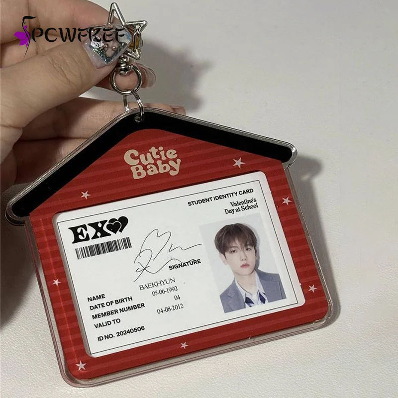 Acrylic INS Style Portable Mini Three-Inch Card Holder Idol Photo Storage Keychain Pendant Bag Charm
