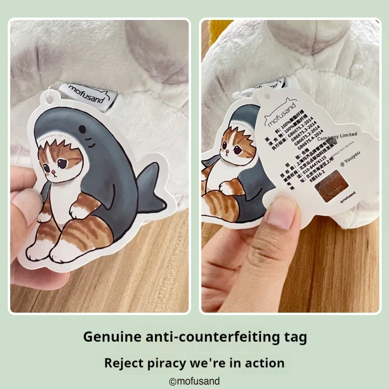 Genuine Mofusand Face Shaped Coin Purse Shark Cat Bag Hanging Accessories Keychain Plush Toy Cartoon Bag Girls' Gift