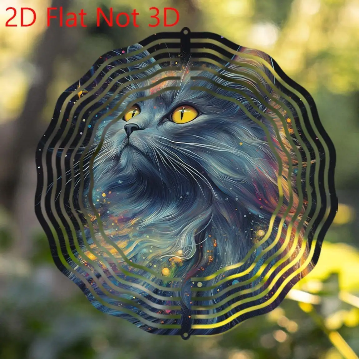 CIFBUY Metal Wind Chime Cat Wind Spinner Garden Decor Handcrafted Kinetic Art Elegant Dark Blue Outdoor Yard Ornament Gift