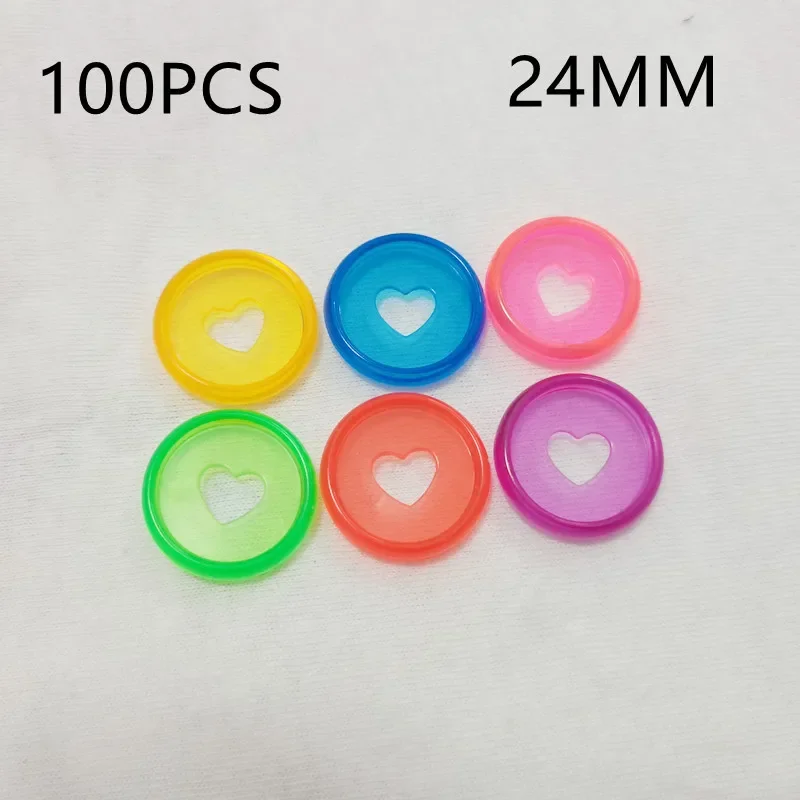 100 buah 24mm notebook warna jeli transparan plastik cincin pengikat cinta kancing pengikat longgar daun jamur piringan pengikat