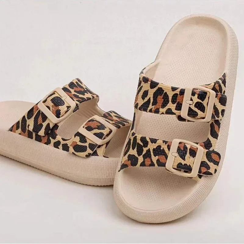 

Summer Platform Sandals For Women Fashion Soft Cloud Beach Slippers With Double Buckle 2025 New Comfort EVA Flat Slides