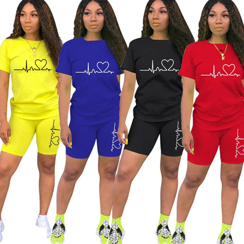 2024 Summer two piece set for women T-Shirts and Shorts Ladies Casual O-Neck Pullover Short Sleeve T-Shirt Casual Tracksuit