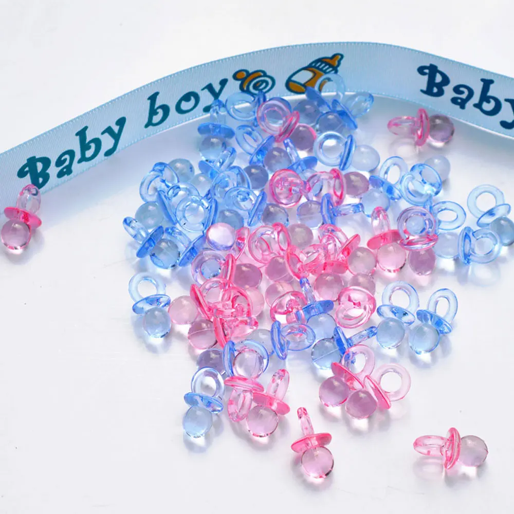 Blue / Pink Transparent Acrylic Mini Pacifier Baby Shower Cake Decoration Birthday Gift DIY Mini Pacifier Party Decoration