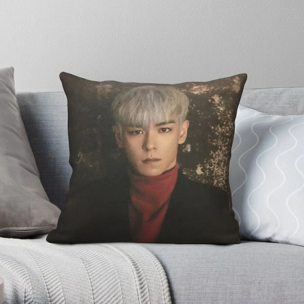 

BigBang T.O.P Square Pillowcase Polyester Linen Velvet Printed Zip Decorative Pillow Case Car Cushion Cover 45x45